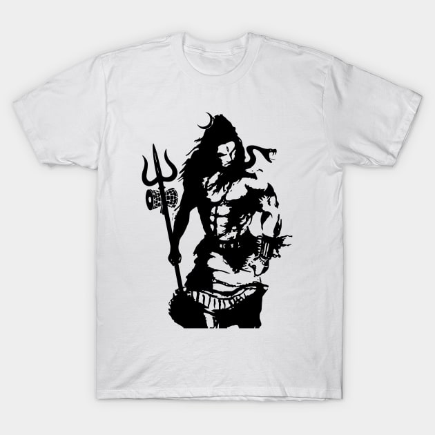 Lord Shiva Art Angry Trishul T-shirt T-Shirt by alltheprints